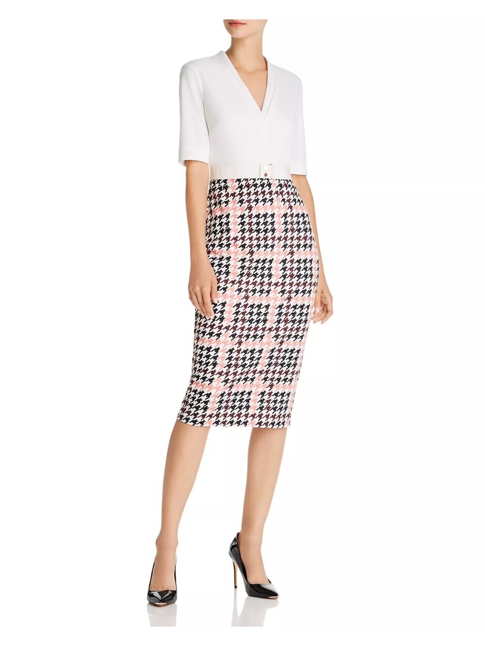 Ted Baker Harlla Houndstooth Combo Bodycon Dress - NWT $295 MSRP